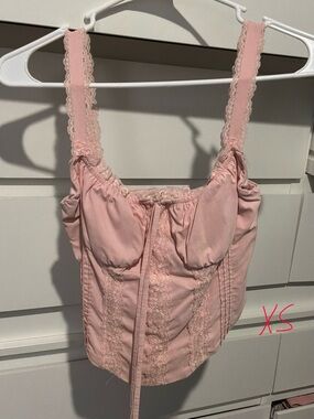 Pink Lace-Trim Bustier Top
